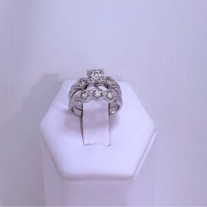 VINTAGE 18k HGE Hallmarked Bridal Set With Clear Stones